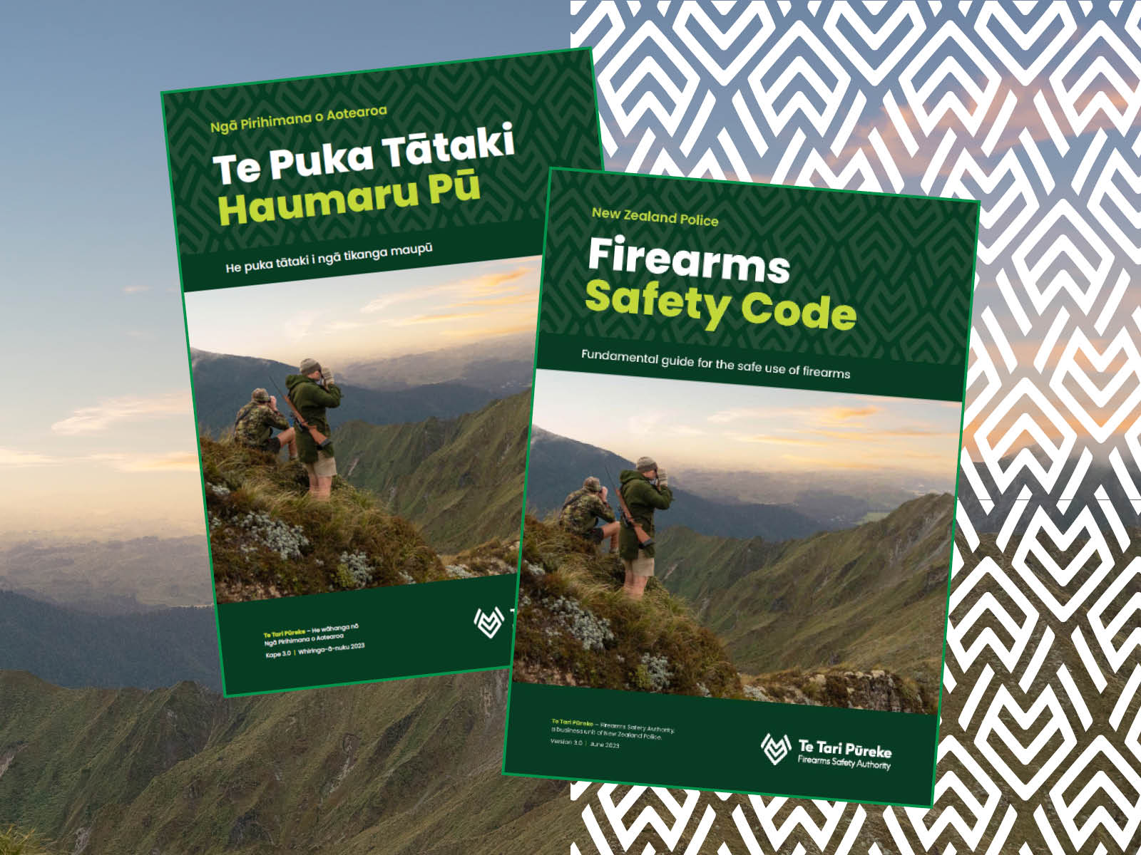 The two versions of the Firearms Safety Code in English and te reo Maori.