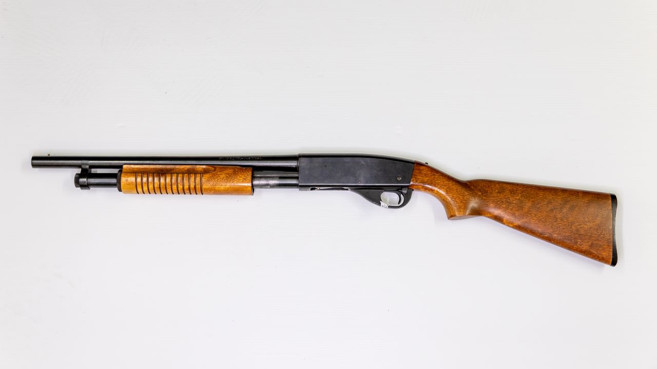 A pump-action shotgun.