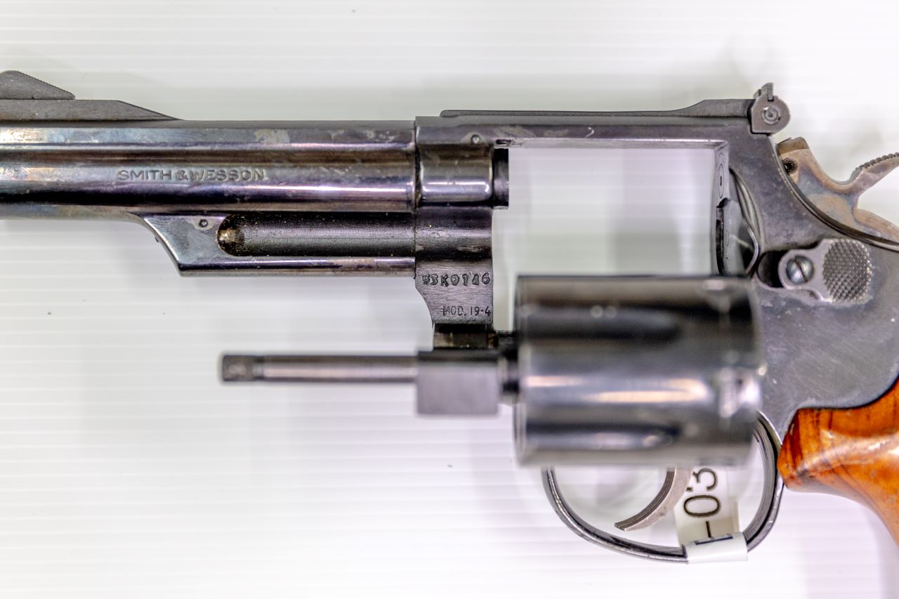 Identification markings on a revolver.